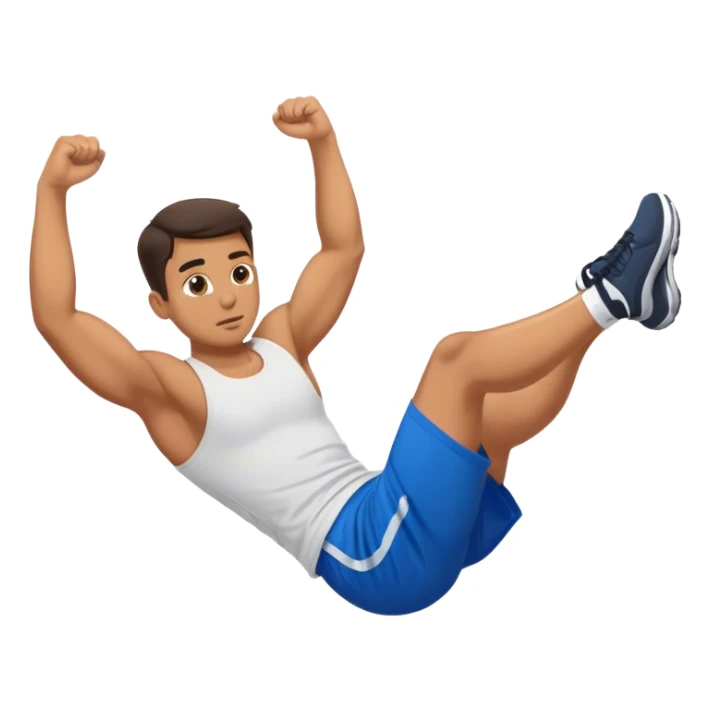 side-view of guy in blue shorts doing decline crunches sticker
