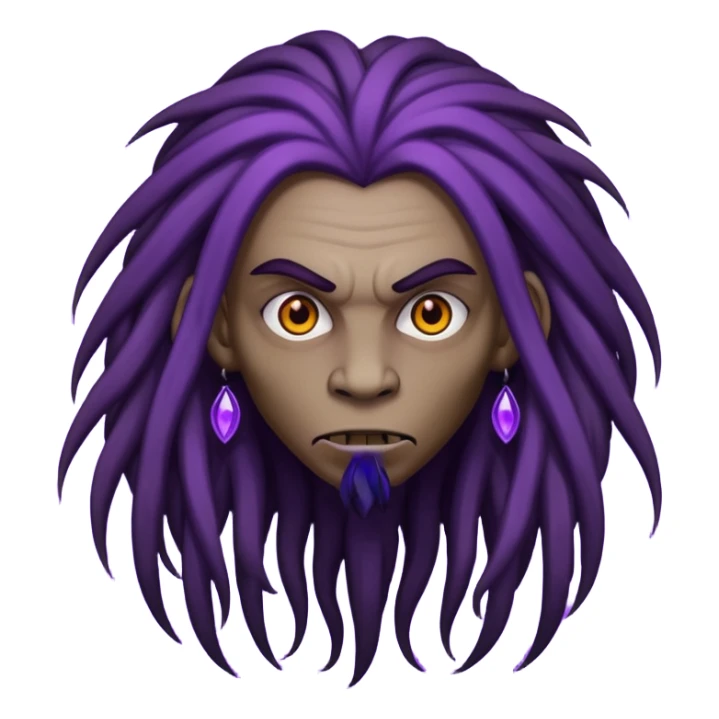 mysterious creature with long dreadlocks and dark purple evil aura sticker