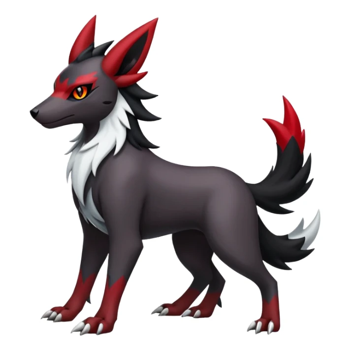 Shiny Exotic Excessive Mysterious Houndoom-HMightyena-Zorua-Zoroark-Zangoose-Houndour-Pokémon-Fakémon-hybrid-creature (full body) sticker