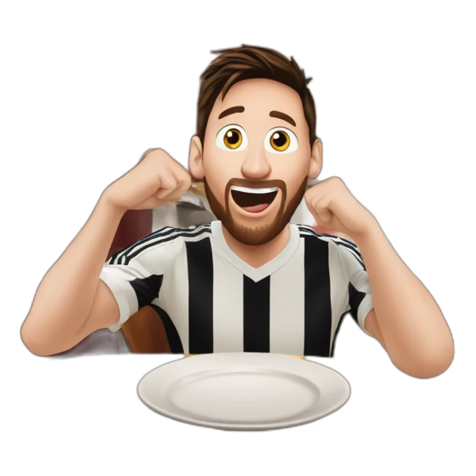 lionel messi with a surprised face in an italian restaurant sticker