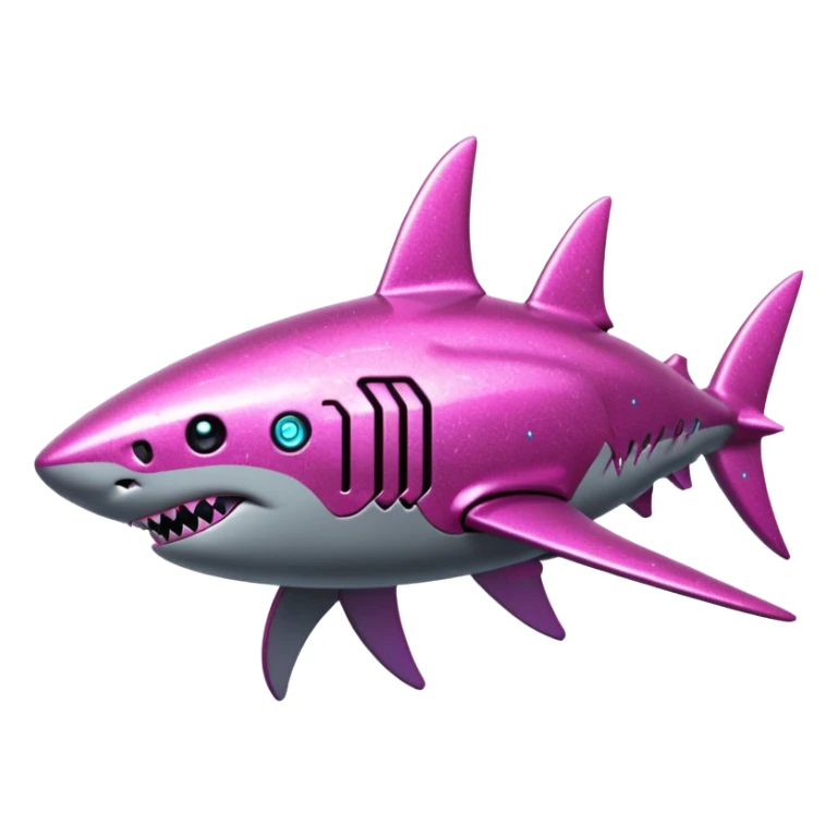 glitter mech shark pink cyberpunk sticker