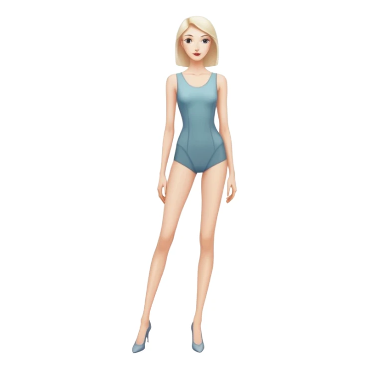 Tall slender woman with elongated arms and legs, sharp angular facial features with high cheekbones and defined jawline sticker