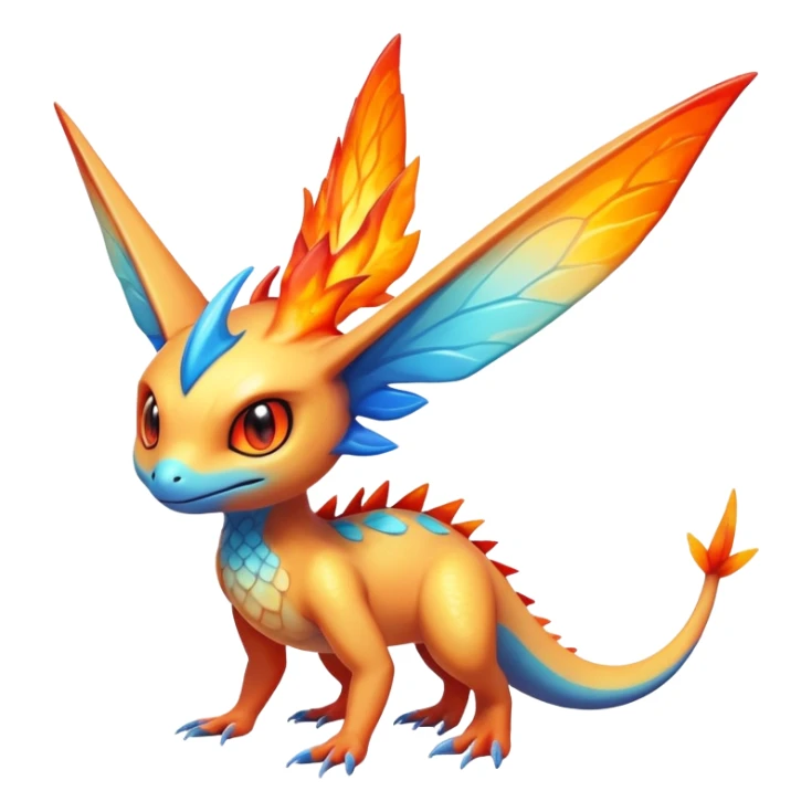 Colorful Shiny Exotic Victini-Salandit-Aurorus-Fakémon-hybrid-creature (full body)  sticker