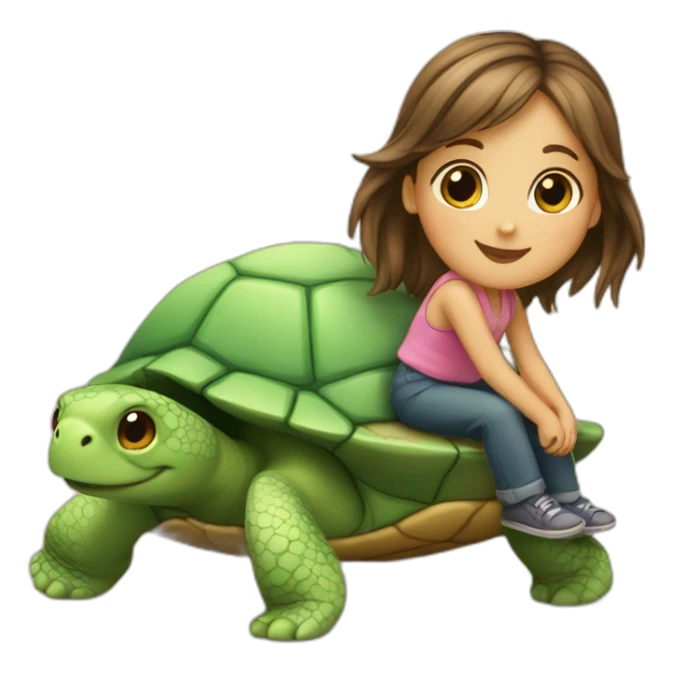 Petite fille sur une tortue sticker