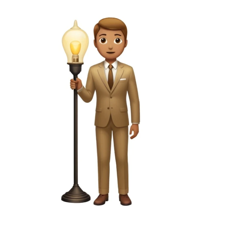 eine stehende Person im Scheinwerferlicht einer Lampe, Schattenwurf sichtbar sticker