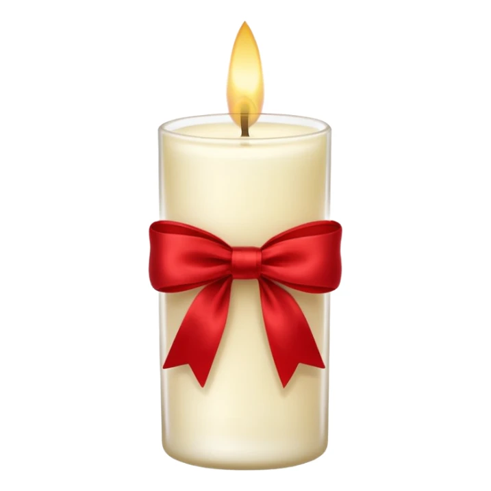 Soft vanilla long glass candle, with little red bow sticker