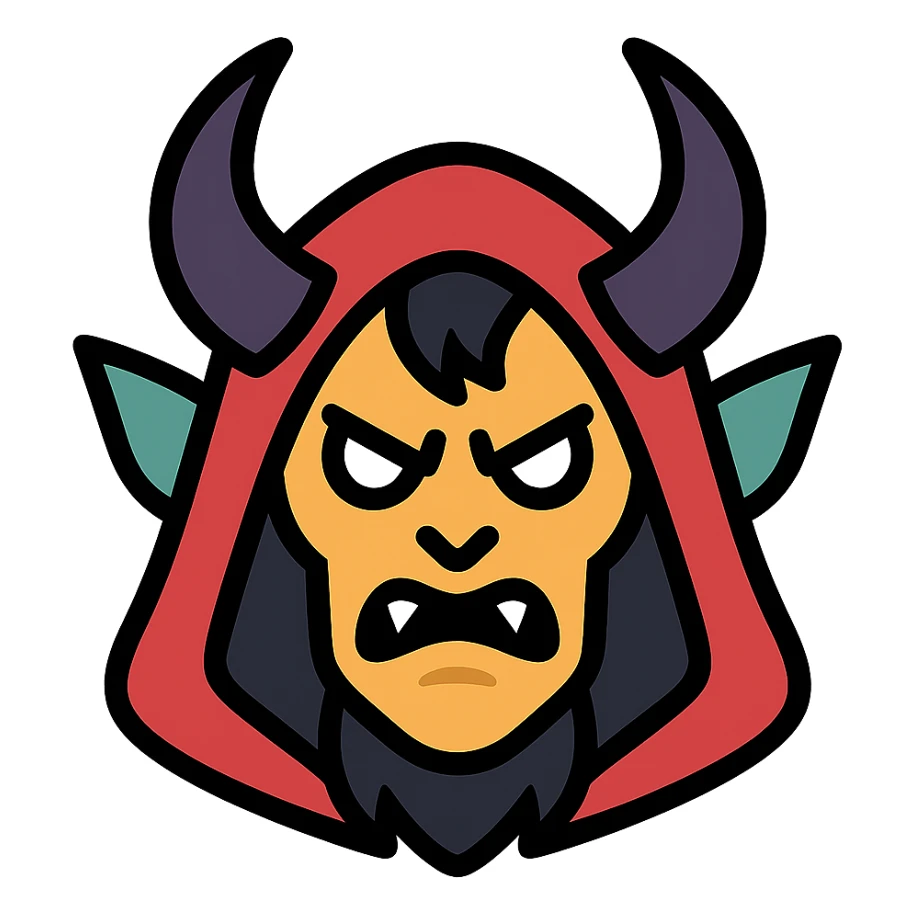 color outline icon of Umbralma from Baldur's Gate 3 with angry expression sticker
