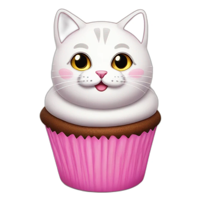 Very Fat cat with pink eyes in a cupcake sticker