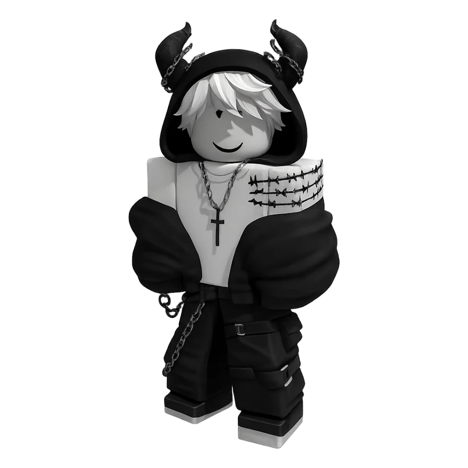 Convert this Roblox character into a sticker with a white border and transparent background, maintaining the original Roblox style as closely as possible. sticker