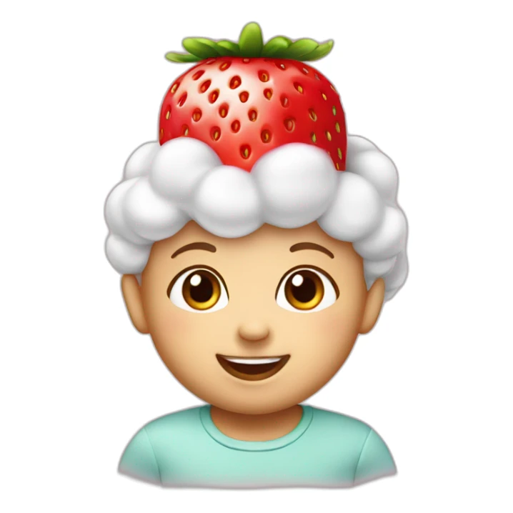 Smiling cute Baby with a strawberry on top of the head sticker