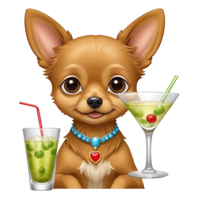 Yorkie Chihuahua mix drinking a martini sticker