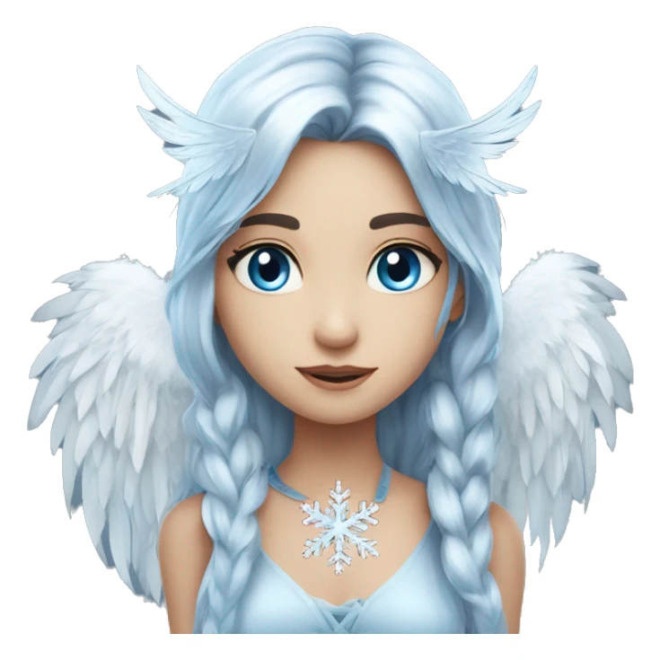 big wings, silver, feather, icy ,snowflake, Beautiful, fairy, long hair, blue eyes sticker