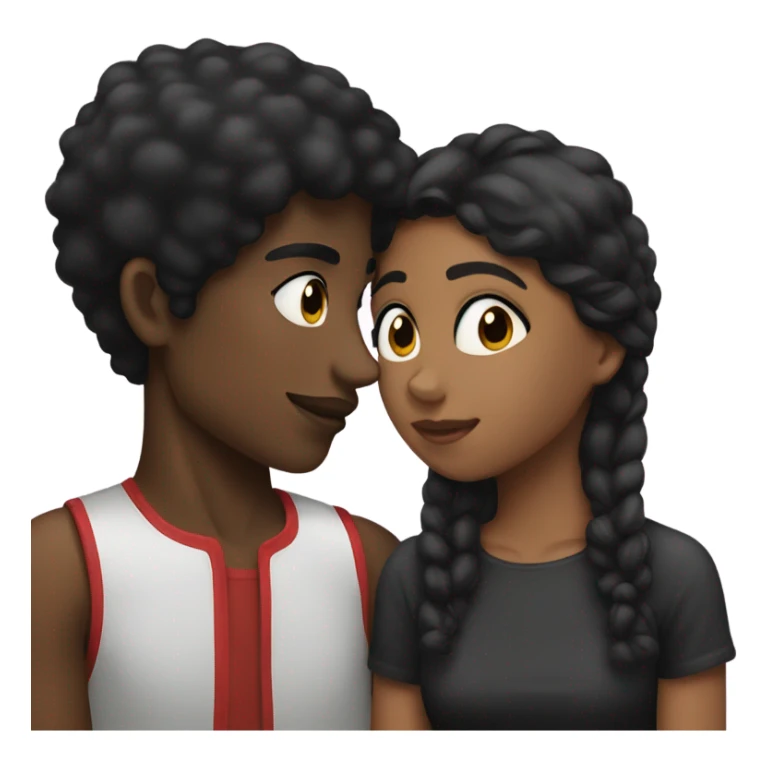 Black Boy black hair kissing girl sticker