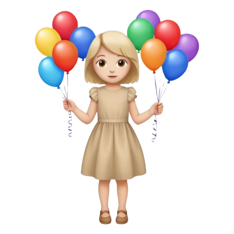 birthday small  girl in biege  + baloons sticker