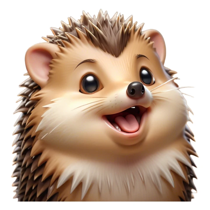 Cinematic Cute Yawning Hedgehog Portrait Emoji, Head tilted slightly with a dramatic, wide-open yawn, showcasing a soft, downy brown Fur with tiny, droopy ears and eyes barely open in drowsy contentment, Simplified yet irresistibly adorable features, highly detailed, glowing with a soft, cozy glow, high shine, relaxed yet expressive, stylized with a touch of natural whimsy, bright and endearing, soft glowing outline, capturing the essence of a sleepy yet affectionate hedgehog, so drowsy it feels like it could curl up out of the screen for a nap! sticker