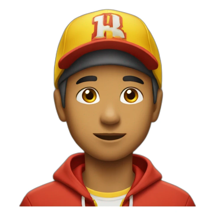 Morocho boy in red attire with a yellow Nike cap 🌟. sticker