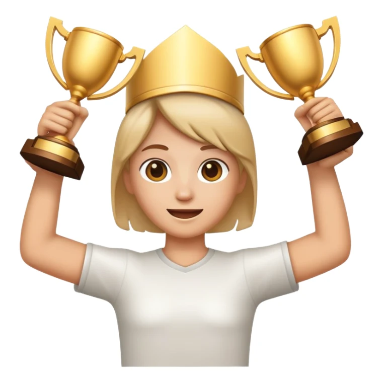 Your face shouldn't come out. Make an emoticon with your hands up and holding the trophy sticker