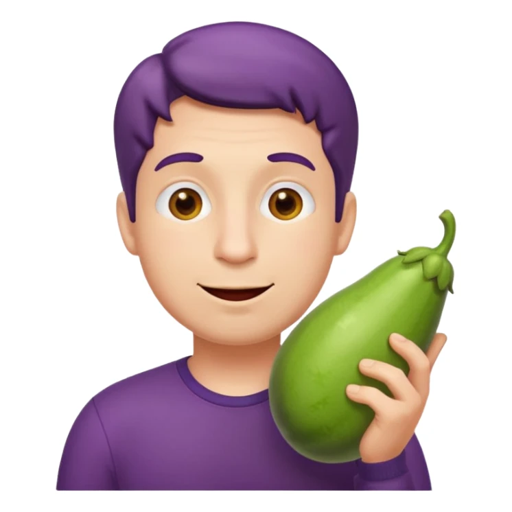 man eating a big eggplant, apple emoji style, variation 4 sticker