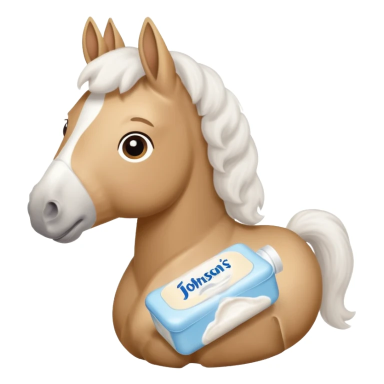 A cartoon horse holding johnson baby sticker