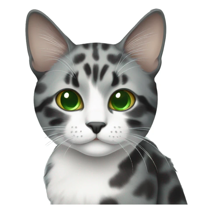 grey and white tortoiseshell cat with green eyes sticker