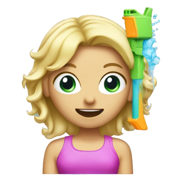 Blonde girl shoots her head with a water gun  sticker