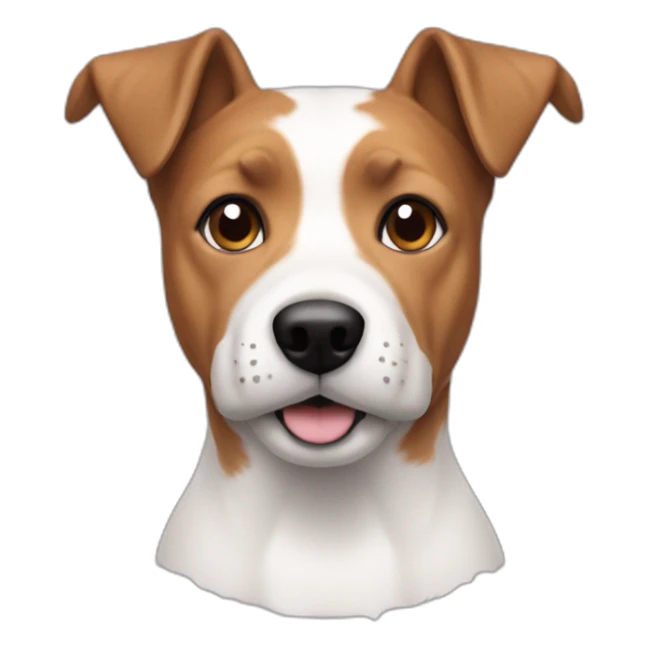 Man with modern hair cut no tshirt with jack russell terrier dog sticker