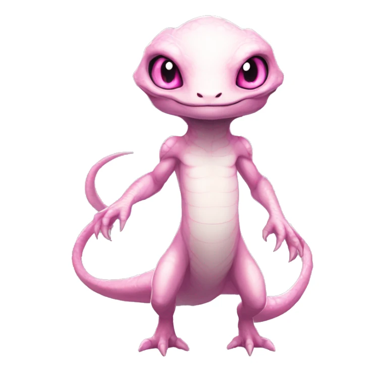 White, Chibi, White, Pink eyes, Anthro-Sona-Lizard-Alien-Fakémon, Full Body sticker
