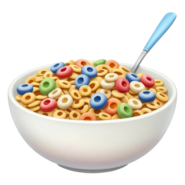 a bowl of cereal with milk, simple, clear sticker