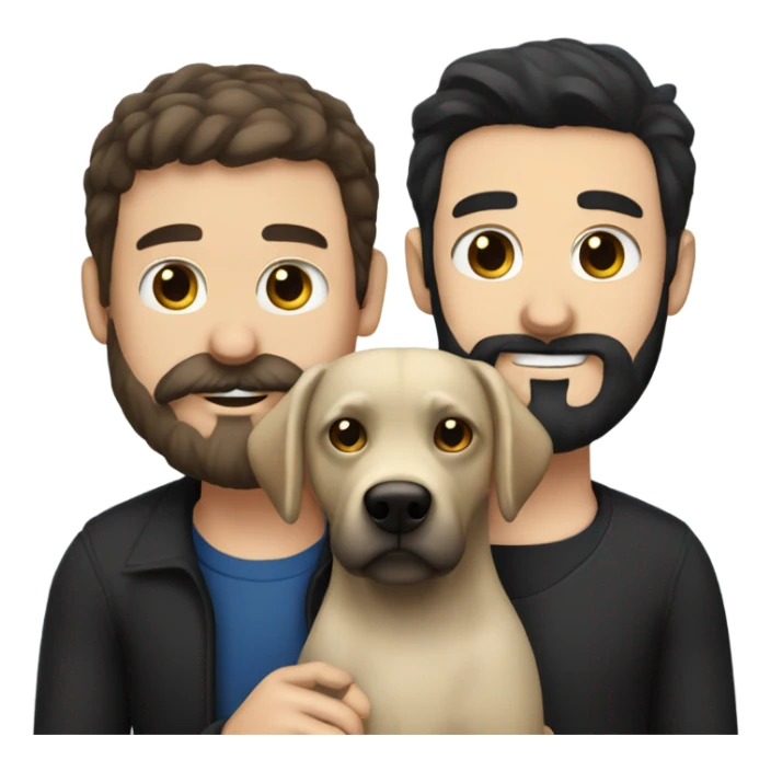 Blue eyed Dark haired man with beard and mustache holding black Labrador  sticker