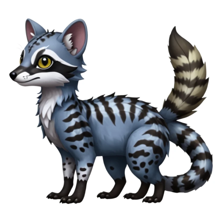Colorful dark tropical exotic cute cool beautiful shiny beautiful fantasy-civet-genet-sergal-vernid-Gryphon-Cacomistle-Trico-oncilla-animal-Fakémon-hybrid-fursona (full body) sticker