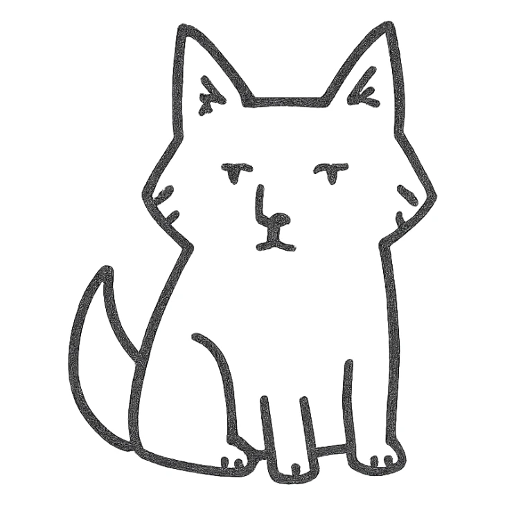 minimal style orange Tibetan fox, no background sticker