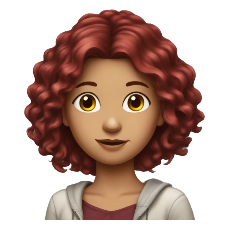 Beautiful burgundy haired realistic girl with long hair sticker