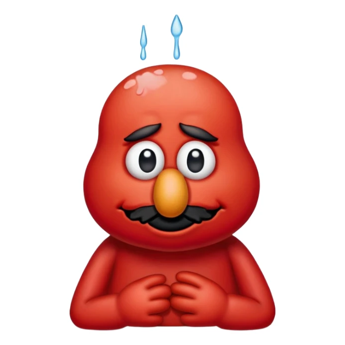 A sad Elmo with tears in his eyes, looking down sticker