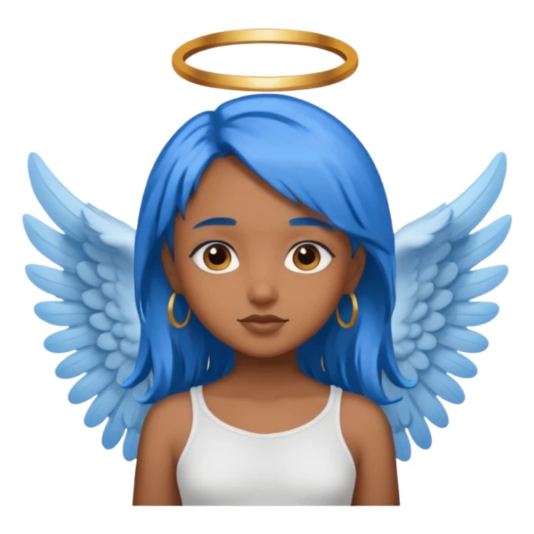 brown girl ,blue hair,  angel sticker