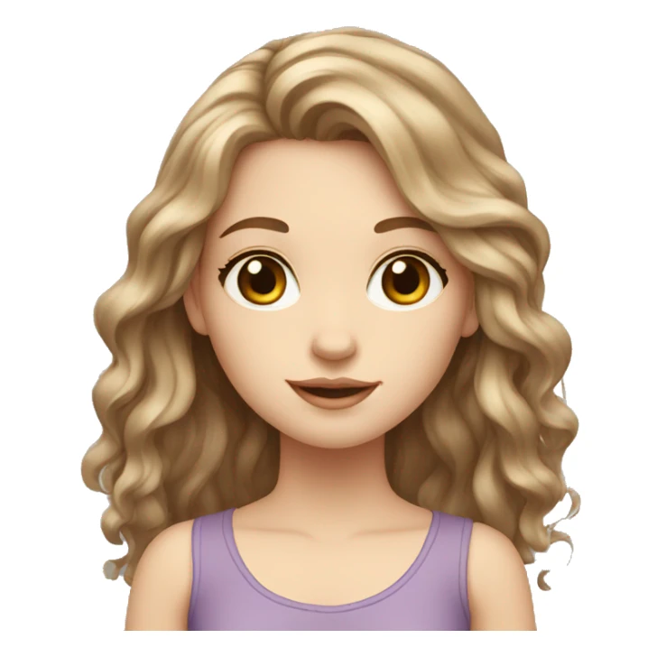 A white girl with long brown waivy hair ans hazel eyes sticker