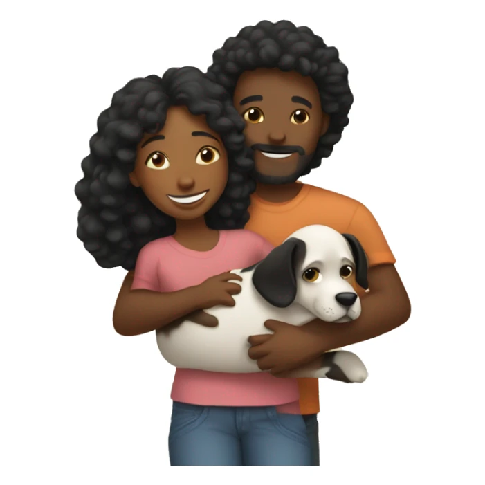 Black family hugging dog sticker