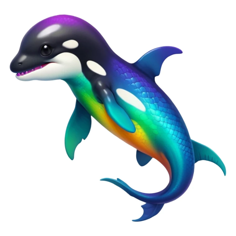 white blacks colorful gradient shiny glossy Fakémon-Digimon-orca-reptile-dragon-lizard-creature-hybrid (full body) sticker