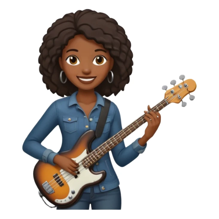 black woman with bass guitar  sticker