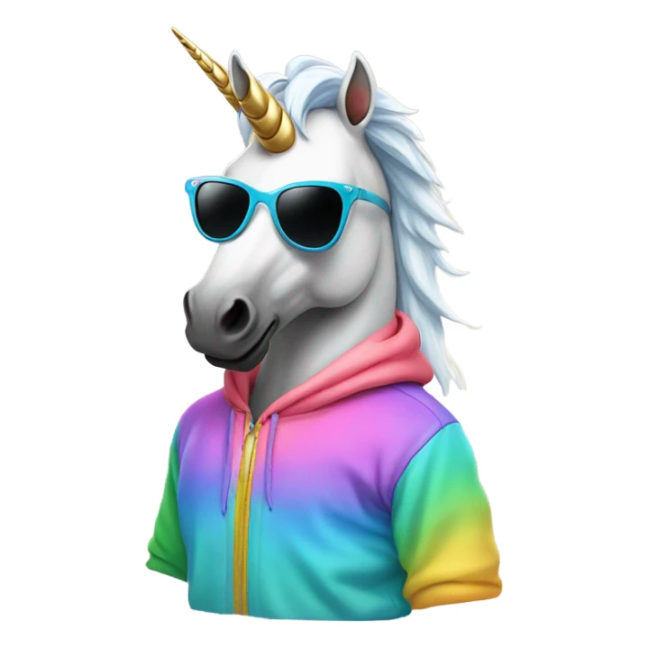 Unicorn with hoodie and sunglasses  sticker