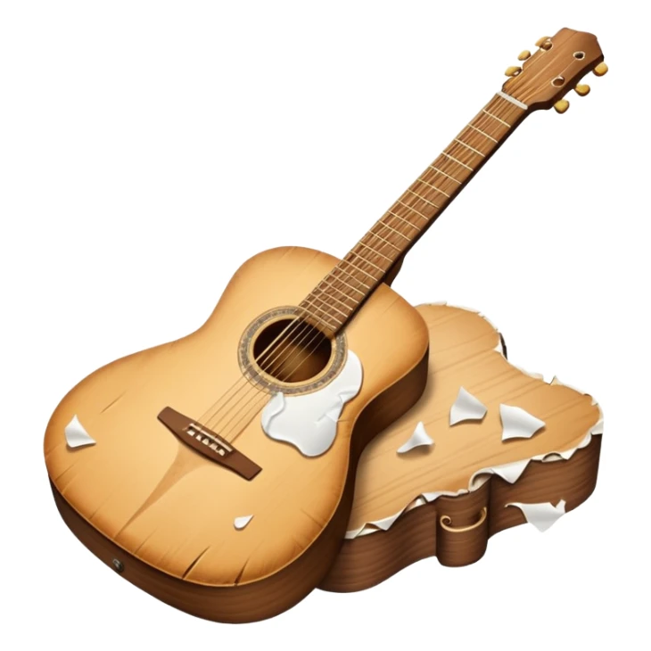 acoustic guitar with white paper tears & rips over it sticker