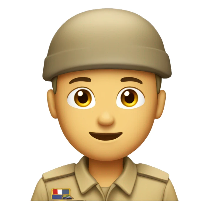 soldier saluting with desert uniform wearing beige beret sticker