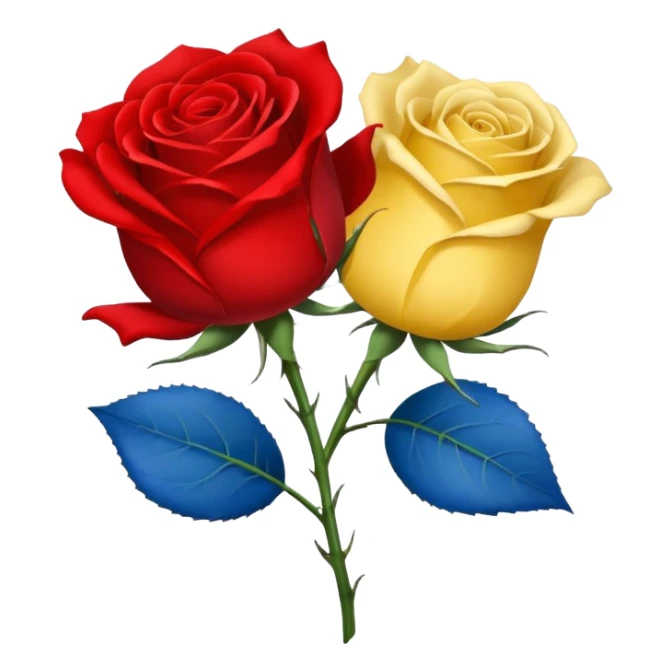 One Yellow 🌹 and one blue flower 🌹 on with red band  sticker