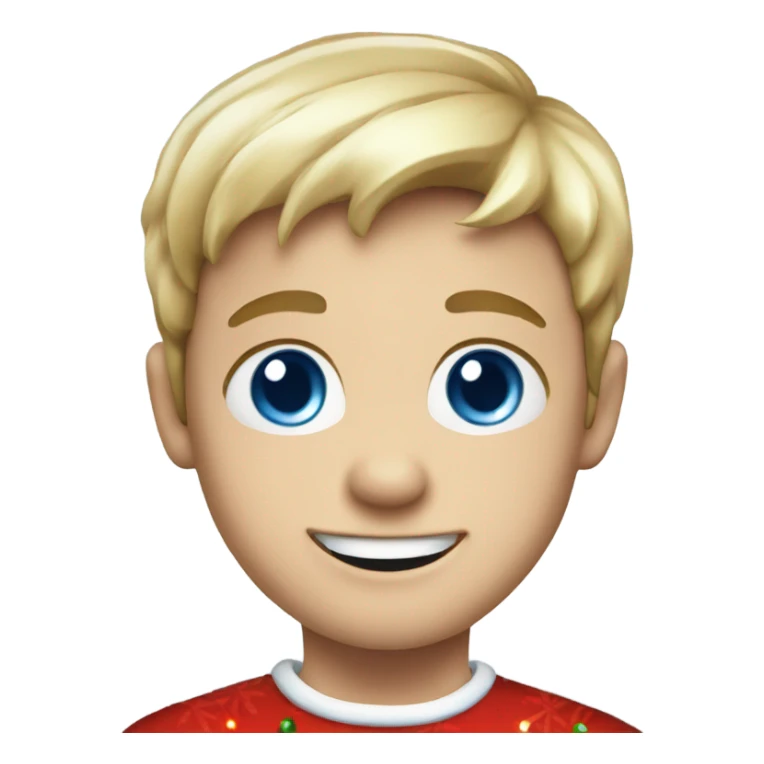 smiling boy with blue eyes in Christmas outfit sticker