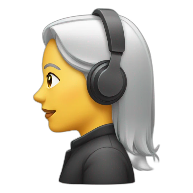 front profile of an emoji wearing an earpiece, women cocation  sticker