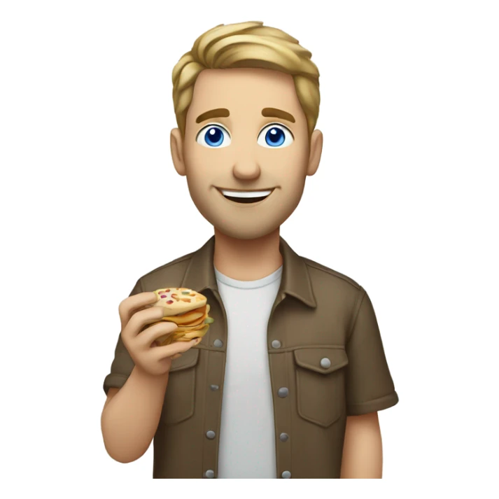 casual guy enjoying a snack blue eyes sticker