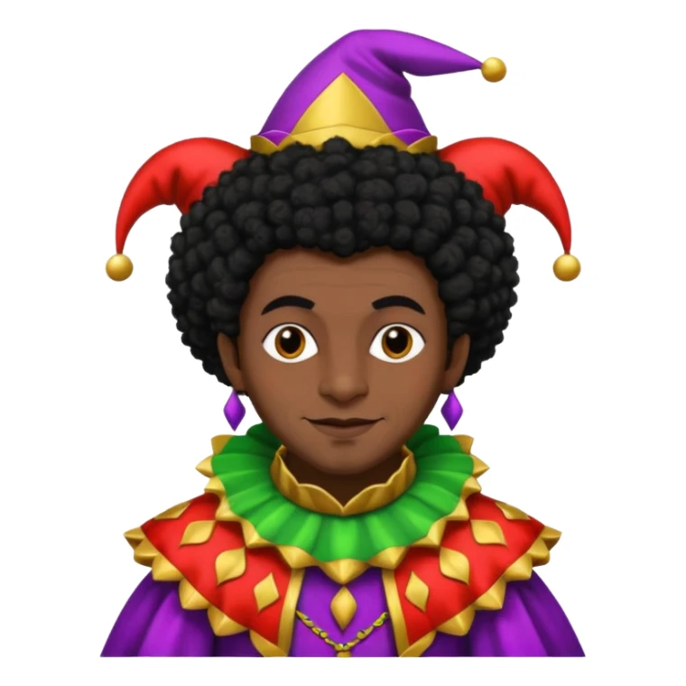 Medieval jester with dark brown skin and black Afro hair sticker