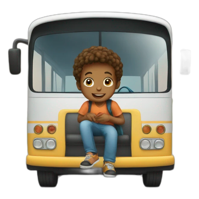 Young boy travel in bus  sticker