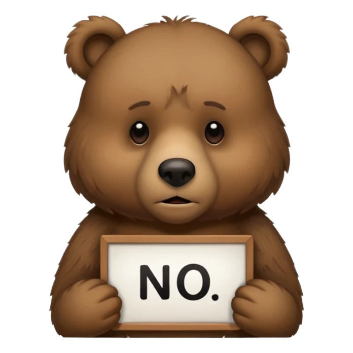 bear with sign in hand that says “no ai😢” sticker