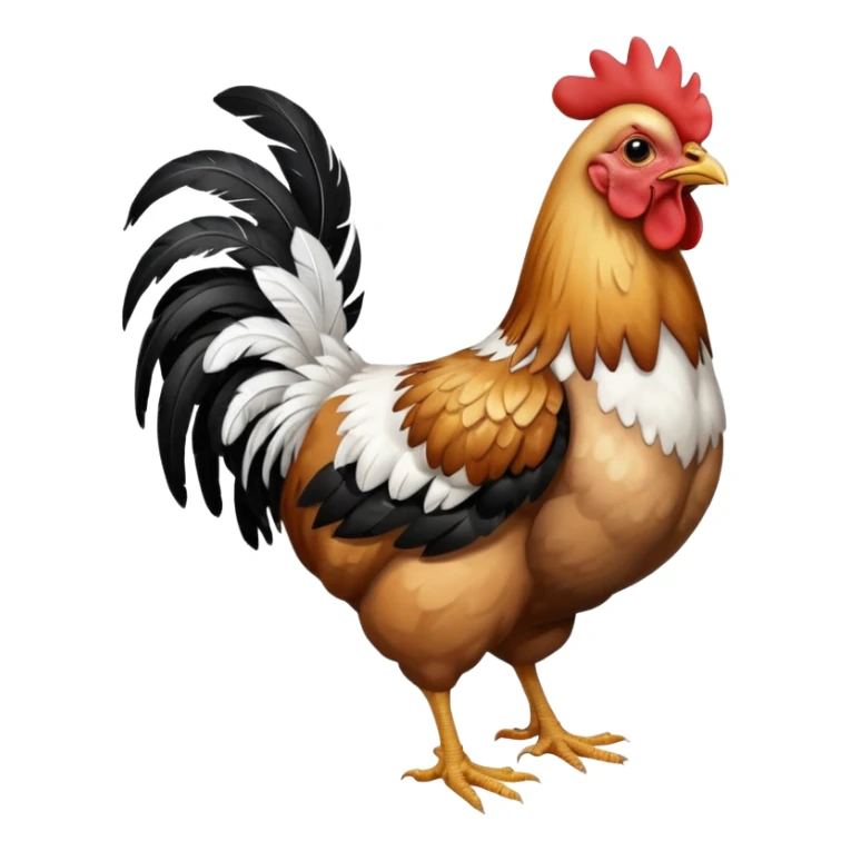 chicken with body covered every feathers is a mix of black and white color, full body   sticker