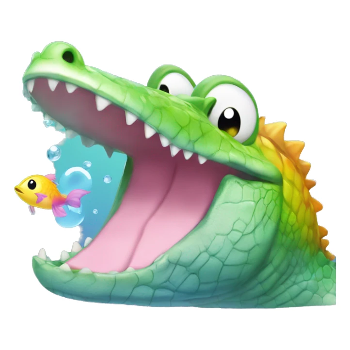 Rainbow baby crocodile emoji dazzled with adopt me cute fish emoji  sticker